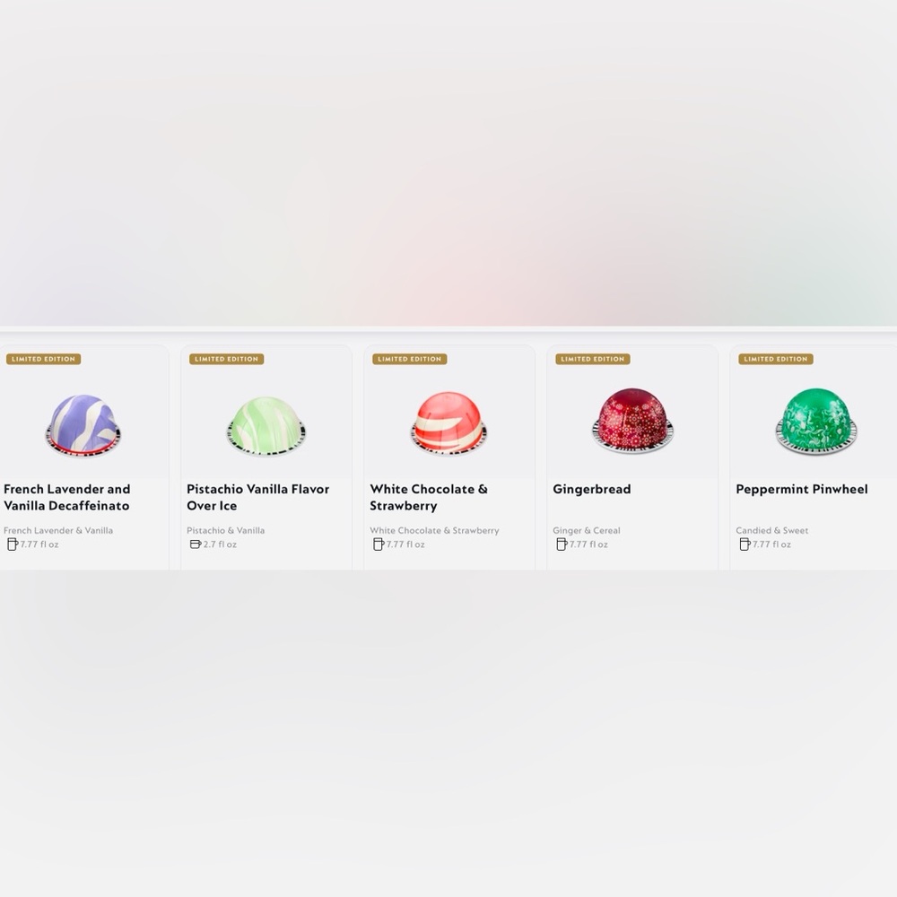 Nespresso VERTUO Barista collection
Sampler